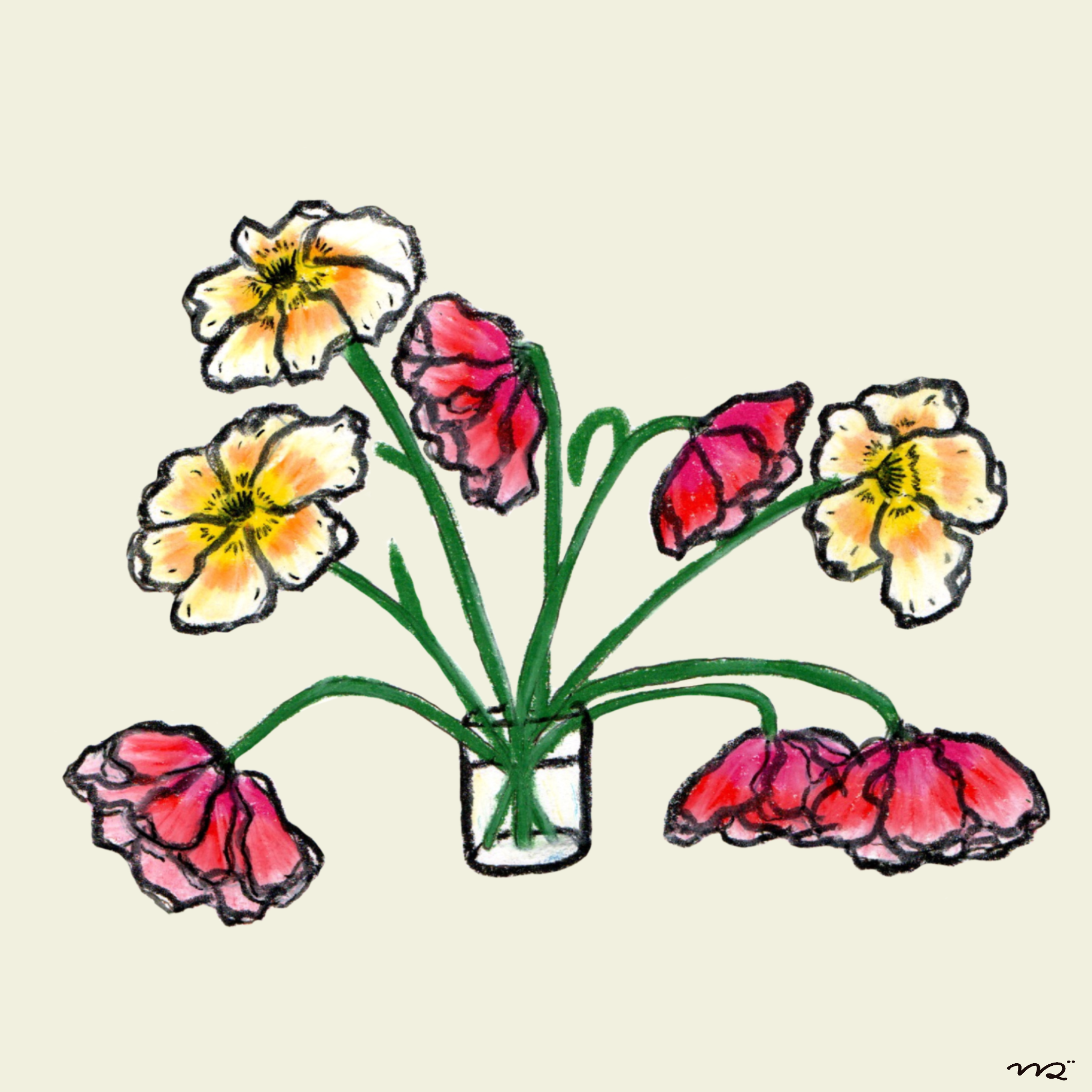 pink and yellow flowers